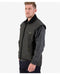 Close-up of chest and side zip pockets with domed storm flaps on Levels Oilskin Vest SSD2802