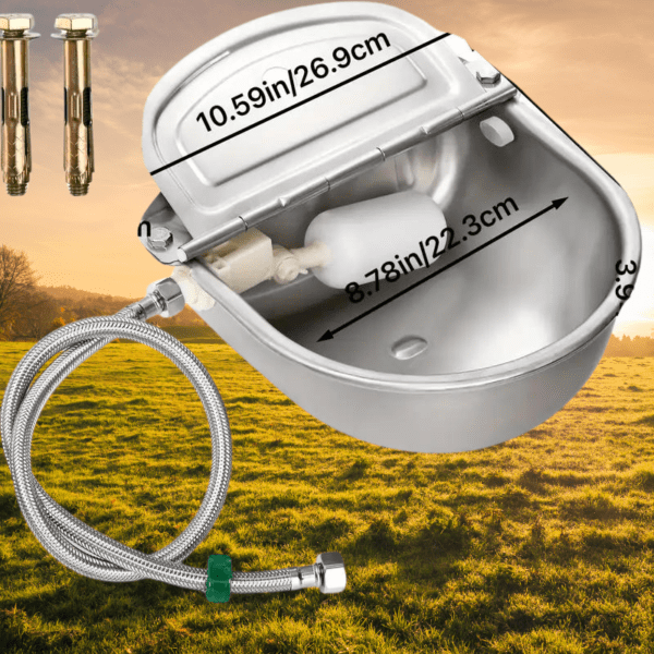 close‑up of 304 stainless steel automatic water bowl with float valve
