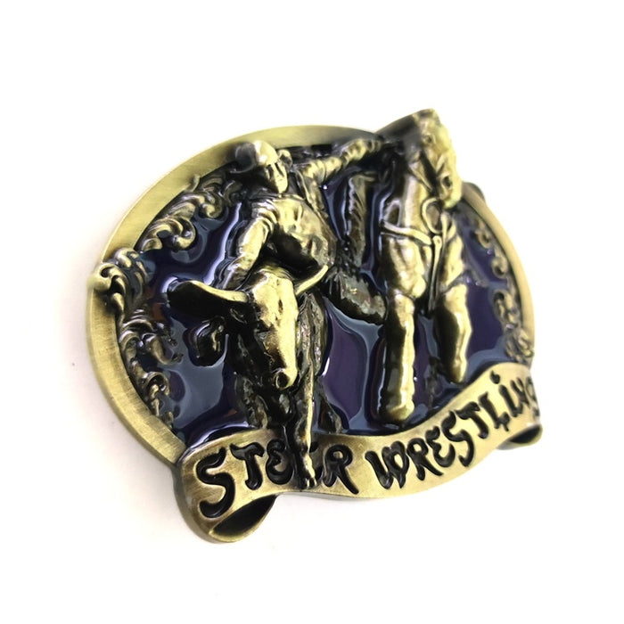 Steer Wrestling Belt Buckle