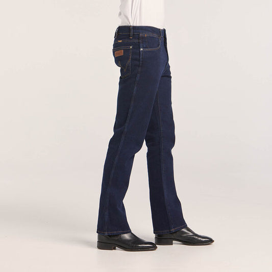 Back view of Wrangler Classics Bootcut Jeans – Classic bootcut silhouette, reinforced stitching, and branded back pockets.