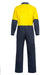 Rear view of WC3051 cotton drill coveralls in Yellow/Navy, highlighting reinforced seams and back pocket.