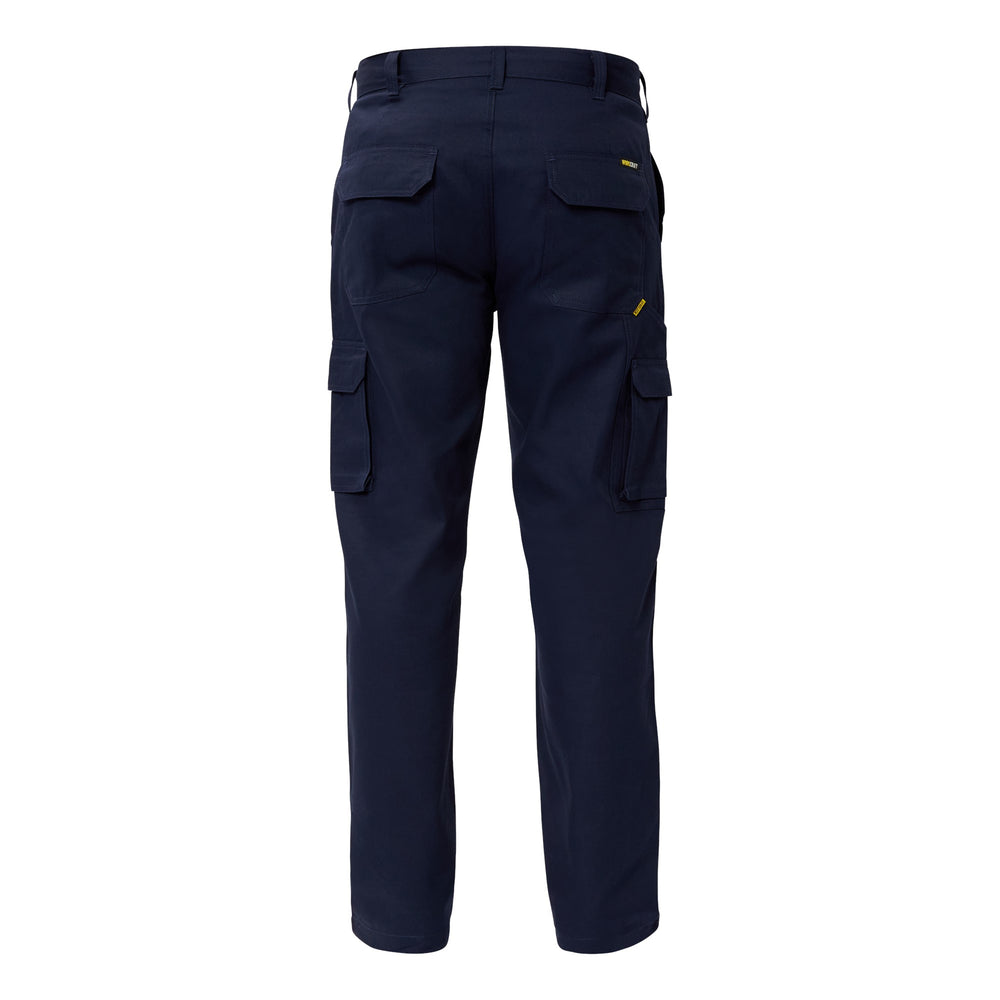 Close-up of durable cotton drill fabric on Workcraft cargo trousers