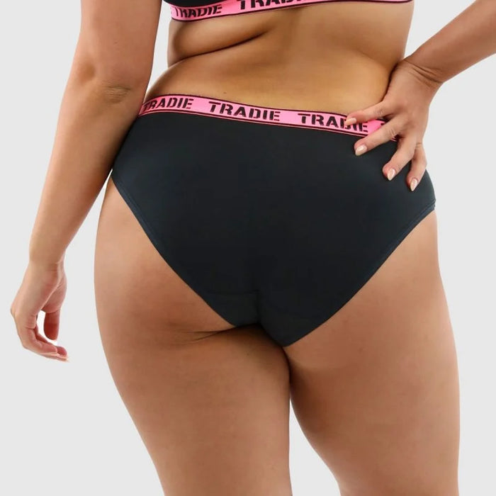 Back view of Tradie Lady Curve 3 Pack Bikini underwear for curvy women, displaying full coverage and soft waistband.