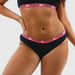 Front view of Tradie Lady Curve 3 Pack Bikini briefs for women in plus size, showing bikini cut and logo waistband.