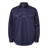 Workcraft Mens Half-Placket Cotton Work Shirt – Navy front