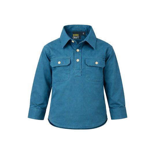 Workcraft Kids Half-Button Cotton Work Shirt