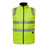 Polar fleece side of reversible hi vis vest from Workcraft WW9032 jacket in yellow/navy
