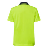 Work Craft Hi-Vis Lightweight Short-Sleeve Micromesh Polo With Pocket-WSP208 Back View in Yellow/Navy