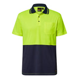 Work Craft Hi-Vis Lightweight Short-Sleeve Micromesh Polo With Pocket-WSP208 Front View in Yellow/Navy