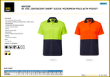 Image of Work Craft Hi-Vis Lightweight Short-Sleeve Micromesh Polo With Pocket-WSP208 Specifications and Size Chart