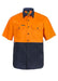 Front view of HI VIS Short Sleeve Cotton Drill Shirt Style WS3023 in Orange/Navy