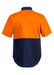 Back view of HI VIS Short Sleeve Cotton Drill Shirt Style WS3023 in Orange/Navy