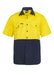 Front view of HI VIS Short Sleeve Cotton Drill Shirt Style WS3023 in Yellow/Navy