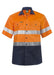 Front view of Workcraft Hi Vis Short Sleeve Cotton Drill Reflective Shirt WS4001 in orange/navy