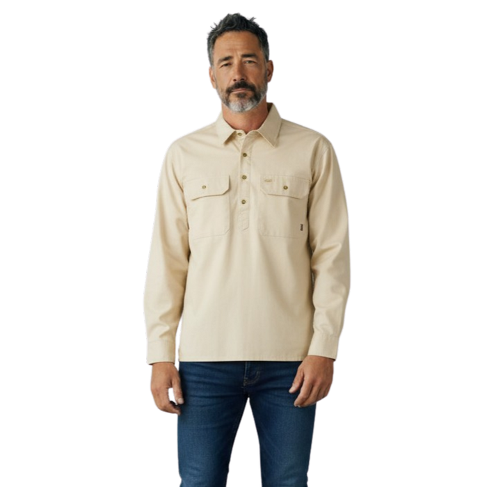 Swanndri Bendigo Men’s Half Button L/S Shirt (SS18217M) Bone