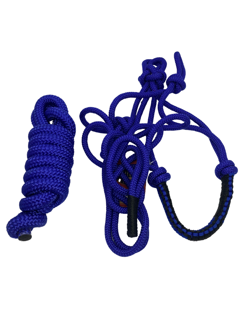 Close-up of durable rope halter material and knot detail