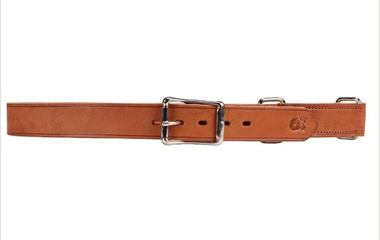 Boss Cocky BL46 Tan Saddlers Hobble Belt showing its three-piece leather construction and hobble fittings.