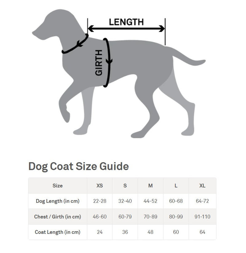 Size Guide for Swanndri Oilskin Wool Lined Dog Coat (SW13902)