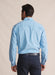 Back view of the S.Kidman Holstein Long Sleeve Station Shirt in Pale Blue showing pleated back yoke and longer tail.