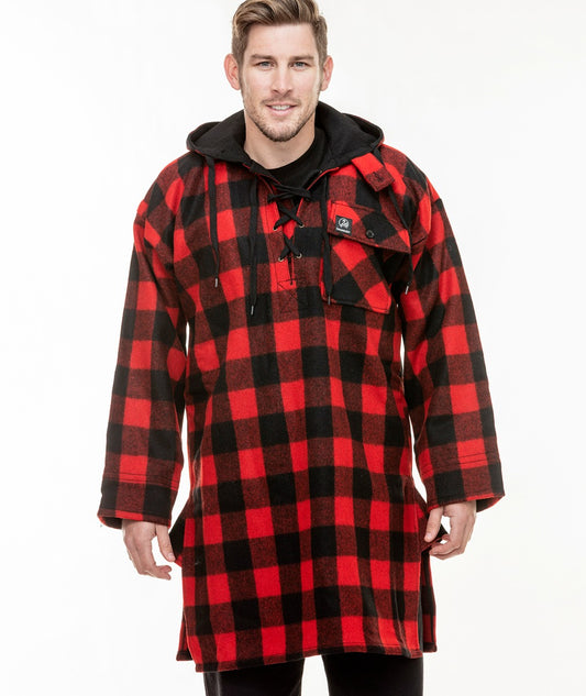 Original Swannie Bush Shirt in Red - Button-up front with dual chest pockets, classic collar, and durable cotton fabric.