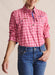 Front view of S.Kidman Camfield Half Placket Work Shirt in pink, showing classic fit and half placket design