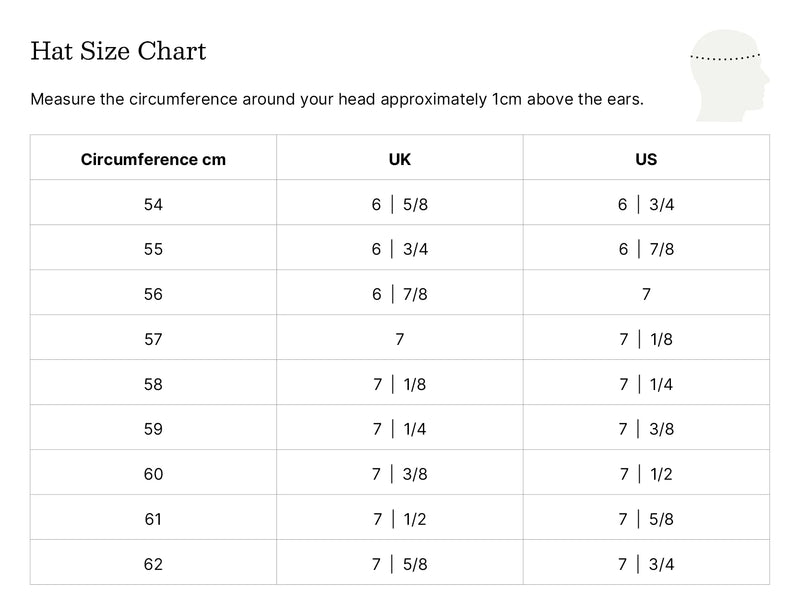 Size Guide for Kidman Country Hat (4HAU001)