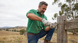 Shield Right cowhide riggers gloves used for fencing work on Australian farm