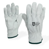 Shield Right cowhide riggers gloves grey full pair front and back view