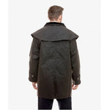 Rear view of Swanndri Baxter Oilskin Jacket showing full-length back