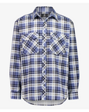 Front of Blue and white plaid shirt on a white background