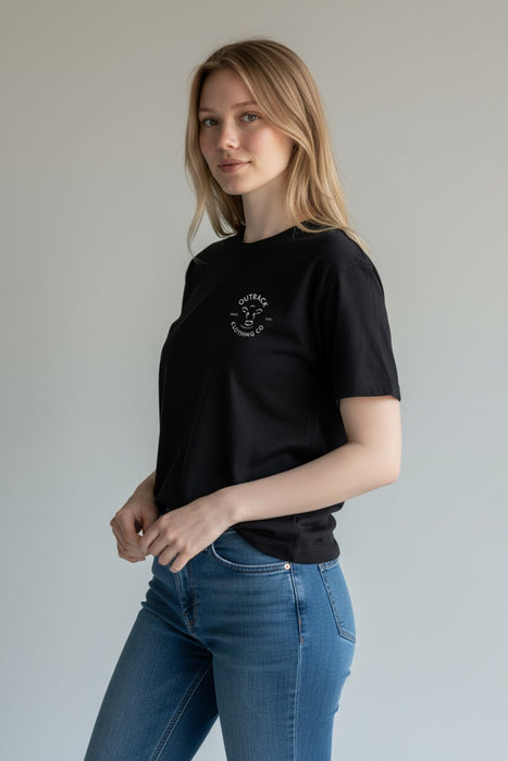 Outback Classic Tee – Black Neon Pink Cow (Women’s)