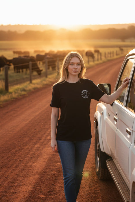 Outback Classic Tee – Black Neon Green Cow (Women’s)