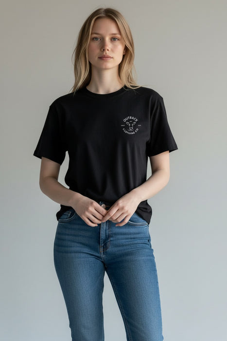 Outback Classic Tee – Black Neon Green Cow (Women’s)