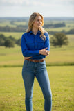 Swanndri Women’s Half Button L/S Shirt (SS192133W) Electric Blue
