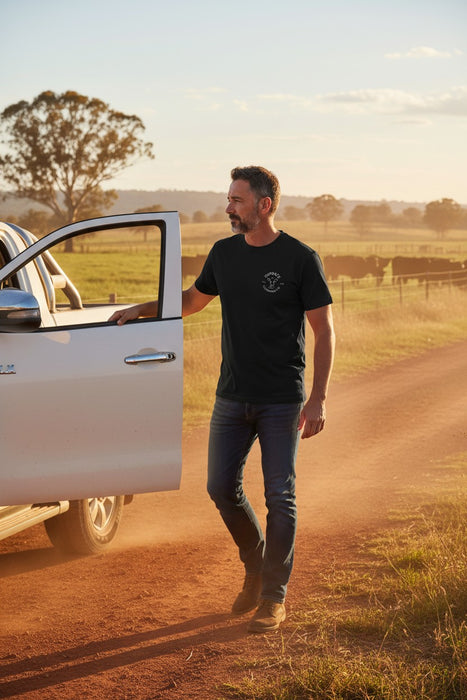 Outback Classic Tee – Black Neon Pink Cow (Men’s)