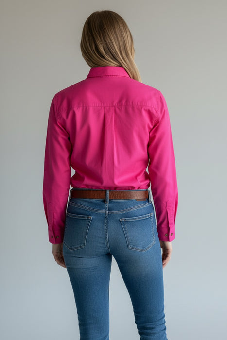 Swanndri Women’s Half Button L/S Shirt (SS192133W) Bright Pink