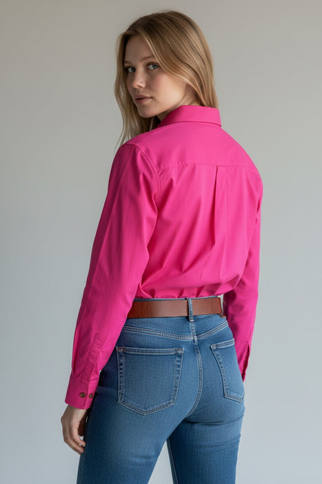 Swanndri Women’s Half Button L/S Shirt (SS192133W) Bright Pink