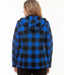 Back view of Seattle Wool Hoodie Blue/Black showing hood