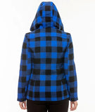 Back view of Seattle Wool Hoodie Blue/Black showing hood