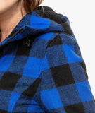 Close-up of Seattle Wool Hoodie Blue/Black zip and cuff details