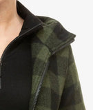 Close-up of contoured hood with stretch cord adjustment on Seattle Wool Hoodie in Olive/Black